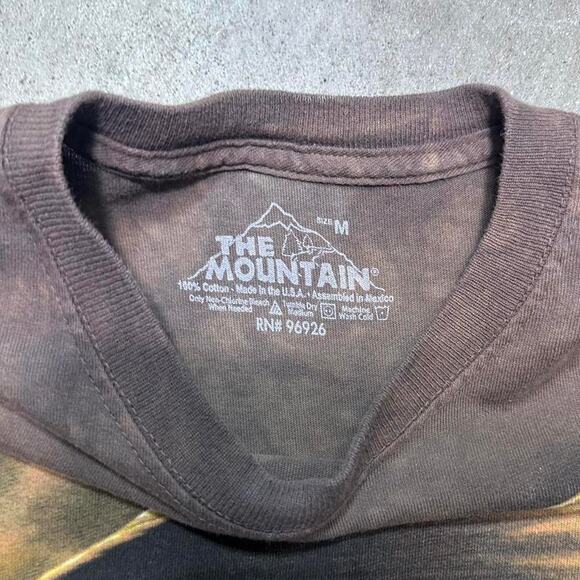 The Mountain Eagle Tie Dye Tee Mens Medium Brown Tan Nature Animal Print Shirt - Picture 4 of 5